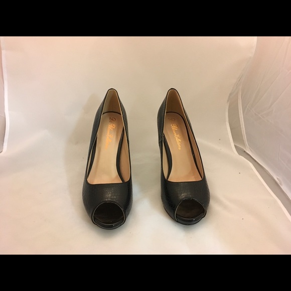 High Heel Black Peep Toe Shoes - Picture 2 of 8